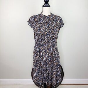 Kirundo Navy Fall floral short sleeve dress size M